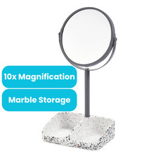 Standing Luxury Cosmetic Double-Sided Mirrors 10x Magnification, Marble Storage