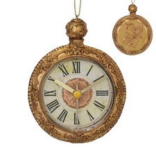 Novelty Christmas Bauble, Elegant Gold Pocket Watch Bauble Kitsch Fun Xmas Decor