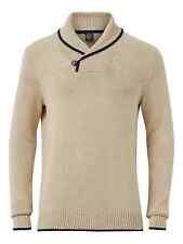 Mens Plus Size Stone Big And Tall Shawl Collar Jumper Sweater UK Sizes 2XL-5XL