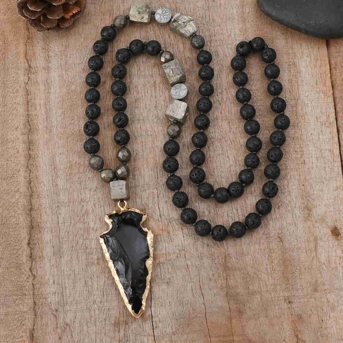 Lava obsidian beads - lava,