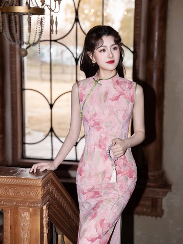 Ladies pink floral - pink, sleeveless