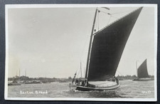 RPPC BARTON BROAD. NORFOLK BROADS WHERRY POSTED 1939