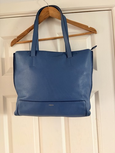 Fossil blue leather tote bag - leather,