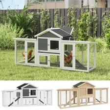 PawHut Wood Chicken Coop Hens Cage Poultry House with Nesting Boxes Run