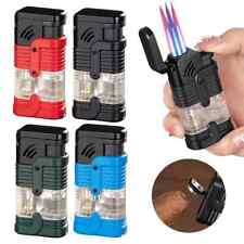 Refillable Butane Torch Lighter Triple Flame Windproof Gas Ignition Vintage
