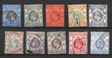HONG KONG 1903-07 CARD OF 10 GOOD USED EDWARD VII STAMPS; 1cent - 20 cents.