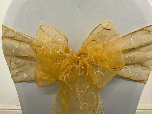 Gold swirl pattern organza - 85,