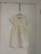 Good Condition Vintage BHS Cream Denim Style Pop Button Dress (2 Years)