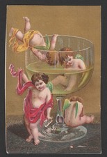 Victorian Advertising Card Cherubs Drinking Absinthe Green Fairy