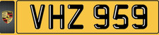 DATELESS Registration Number Plate VHZ 959 Porsche VH Victor Valerie HARRIS HILL