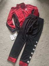 BNWOT NIKE JORDAN BOYS 2PC BLACK & RED TRACKSUIT - SIZE L - 12-13 YRS