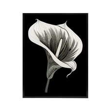 Batik Style Black White Calla Lily Flower Framed Canvas Wall Art Print