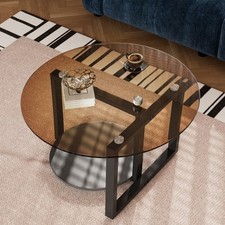 2-Tier Round Tempered Glass