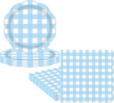 48Pcs Blue Checkered Paper