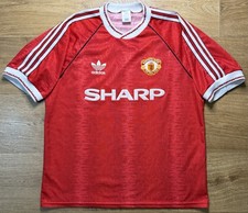 ORIGINAL MANCHESTER UNITED 1990/92 Home Football Shirt LARGE ADIDAS Rare