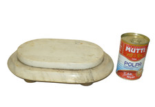 Antique Skeleton Clock Stand. Display Stand Plinth WHITE FIGURED MARBLE