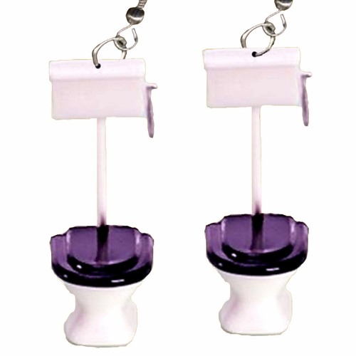 Funky toilet earrings funny - earrings,