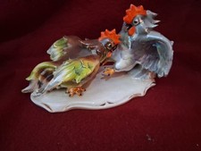 Superb Vintage Mid Century Modern Fighting Cocks Figure Italian Lustre Pottery