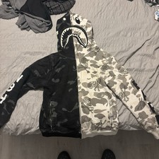A Bathing Ape x Neighbourhood Split Camo Full Zip Hoodie Size Medium