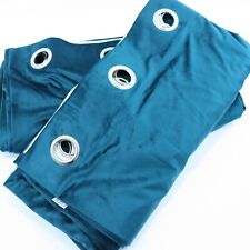 John Lewis Velvet Pair Lined Eyelet Curtains Teal W167 x Drop 274cm