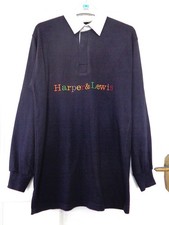 Harper & Lewis Front Row Men's Rugby  Shirt Navy Blue 100% Cotton Med. Chest 38"