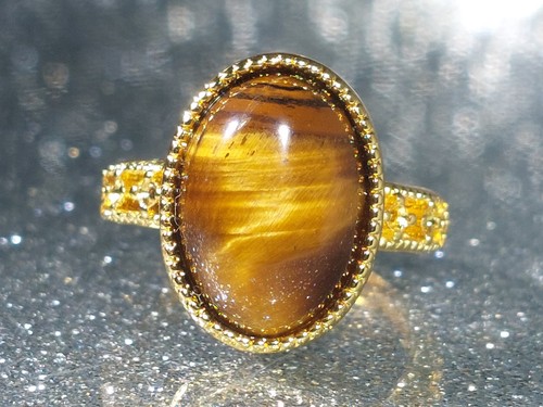 Tiger eye ring gold - eye,
