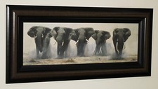 JONATHAN TRUSS (b.1960) Large Limited Edition Canvasboard Print Elephants + COA