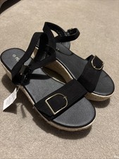 Black Wedge Sandals Size 7 New