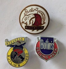 Vintage Butlins Enamel Pin Badges Skegness 1960 Beaver Club & Second Week
