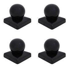 Square Metal Steel Black Fence Gate Post Cap With Ball Flange 100mm x 100mm 4"
