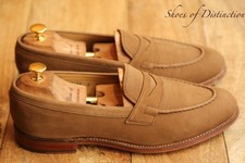 Grenson Tan Brown Nubuck Leather Shoes Penny Loafers Mens UK 9 F US 10 EU 43