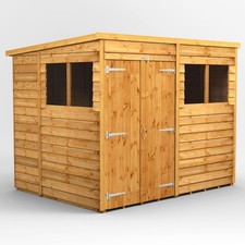 8x6 Power Overlap Pent, Double Doors, Windows, T&G Roof&Floor B Grade Ready Now!