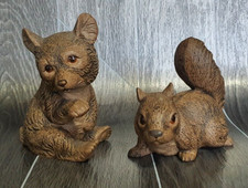 Woodland Animal Figures Bear Cub & Squirrel  Ornaments - Used Good Condition