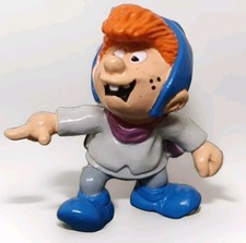 SCHLEICH PEYO 1993 SMURFS SCRUPLE SMURF  GARGAMEL NEPHEW BLUE HOOD PURPLE CAPE  