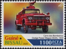 1959 DODGE Power Wagon W205 Fire Engine Truck Firefighting Stamp #525