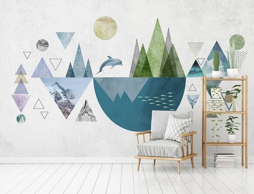Blue graphic trees b9713 - 3d,