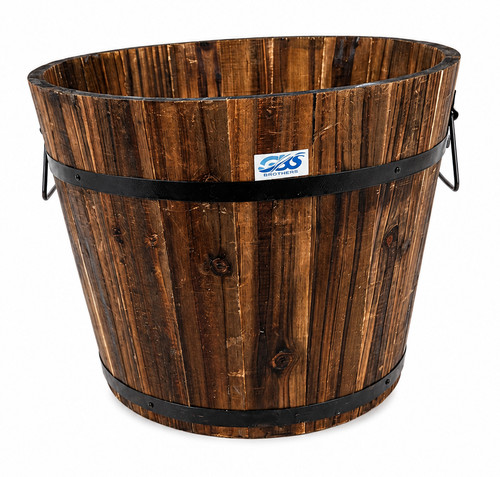 Rustic wooden whiskey bucket - whiskey,