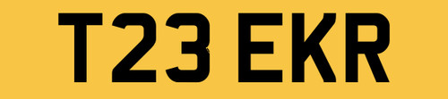 Car reg number plate - reg, t23