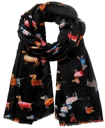 Black dachshund scarf ladies - black,