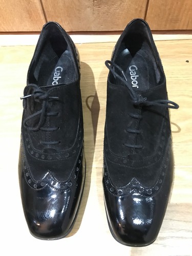 Gabor black suede patent - -,