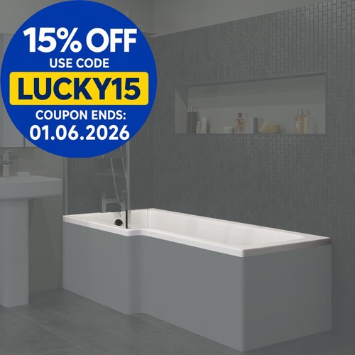 1600mm shaped shower bath - l,