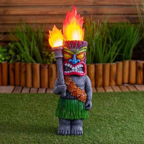 Solar powered tiki statue - tiki,