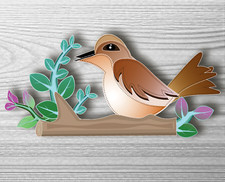 Wren Wall Art  uk Wildlife Bird artwork - Wall craft - room and home decor