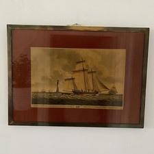 Antique Colour Aquatint Engraving J Clarke & J Hamble Lugger Eddistone L’house