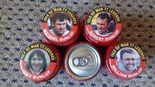 JOEY ROBERT MICHAEL & WILLIAM DUNLOP ISLE OF MAN TT LEGENDS BADGES (B) 55mm size