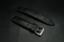 18MM OEM Omega Genuine Black Leather Strap + Silver Buckle