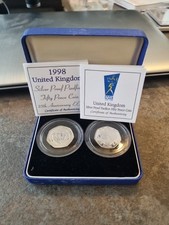 SILVER PROOF PIEDFORT 1998 FIFTY PENCE COINS NHS & EEC ONLY 10,000 MINTED . RARE