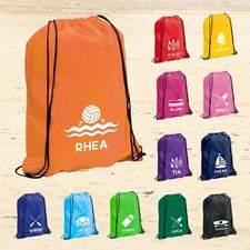 Personalised Water Sport Drawstring Bag Children's Hobby Bag Surfing Swimming