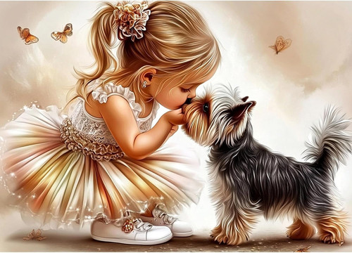 Girl and dog diamond - girl,