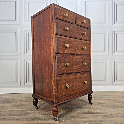 Antique oak tallboy chest - antique,